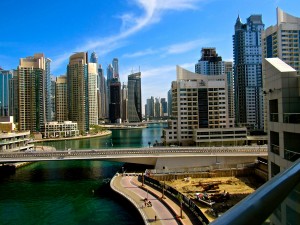 The Marina skyline as seen from our apartment