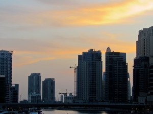Sunset over the Dubai skyline