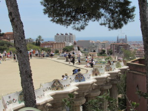View of the plaza at Park Guell