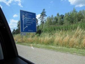 German highway signs with funny words.
